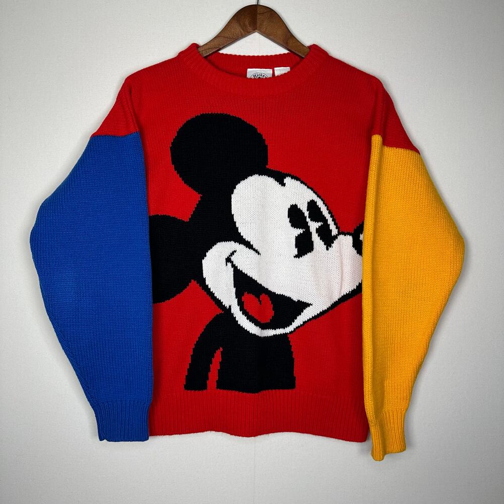 Vintage Disney Mickey & Co. Color Block Knit Sweater